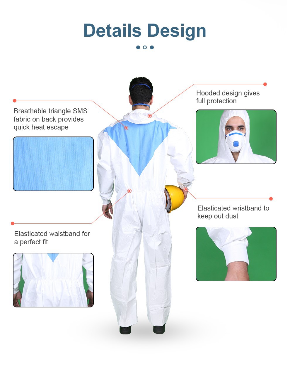 White Painters Coveralls Disposable Suit for Paint Applications-3