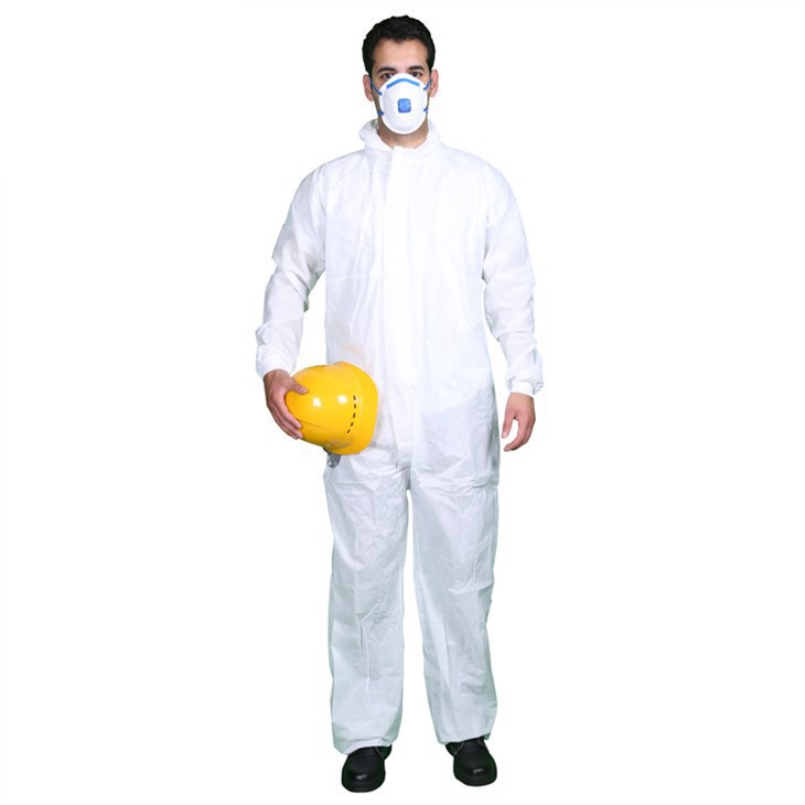 Type 5/ 6 White SMS Protective Coverall With Hood